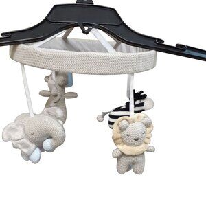 Pottery Barn Kid Lion Giraffe Elephant Knitted Hanging Mobile Toys Nursery Decor